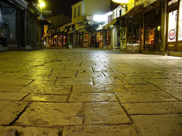 Skopje Old bazaar by night